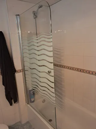 Mampara de ducha curva cristal y metal