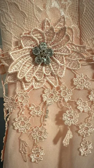 Vestido rosa palo encaje flores talla S