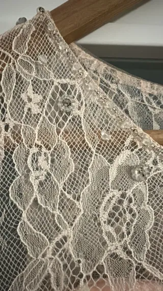 Vestido rosa palo encaje flores talla S