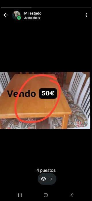 Mesa de comedor con 4 sillas