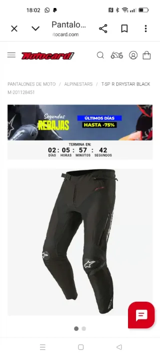 Pantalón Alpinestars T-SP R DRYSTAR Negro