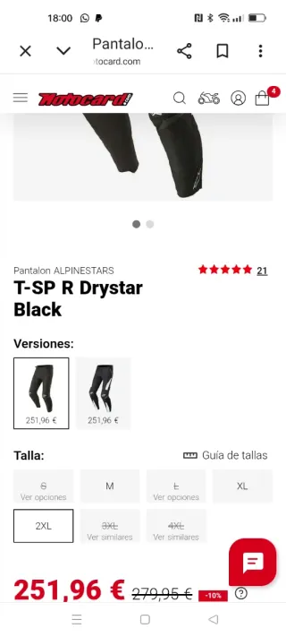 Pantalón Alpinestars T-SP R DRYSTAR Negro