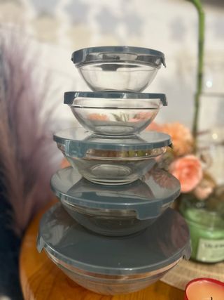 Conjunto 5 Tigelas Vidro com Tampas