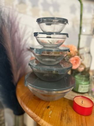 Conjunto 5 Tigelas Vidro com Tampas