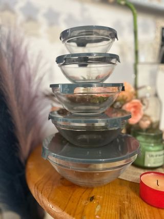 Conjunto 5 Tigelas Vidro com Tampas