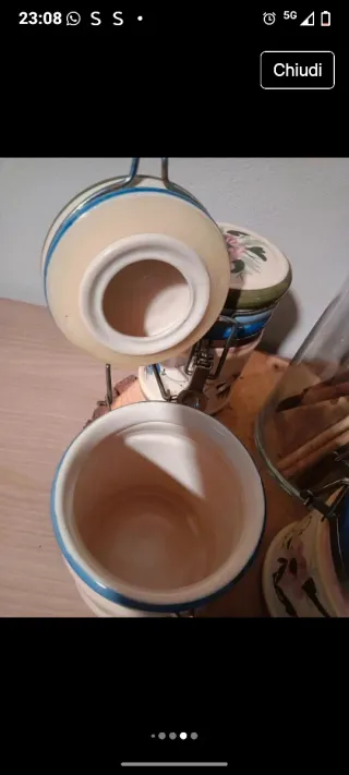 Set 3 barattoli ceramica fiori