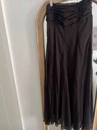 Falda larga gasa marrón