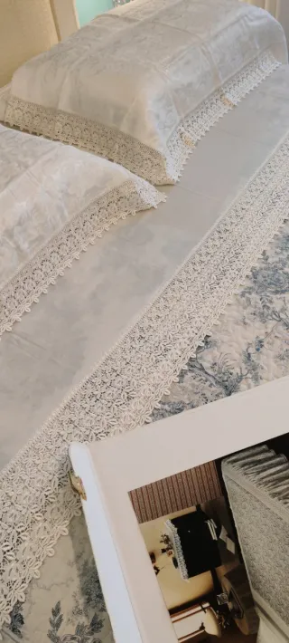 Completo Lenzuola Matrimoniali Copriletto Pizzo