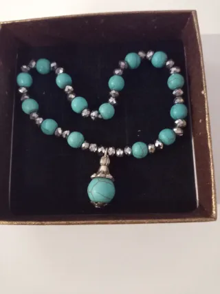 Bracciale Howlite Turchese e vetro argentato