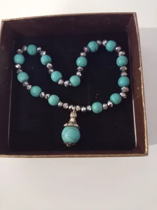 Bracciale Howlite Turchese e vetro argentato