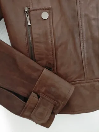 Chaqueta Cuero Zara Marrón