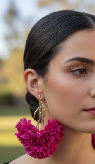 Pendientes flor roja flamenca