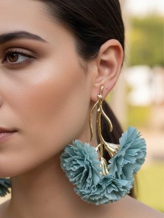 Pendientes flor roja flamenca