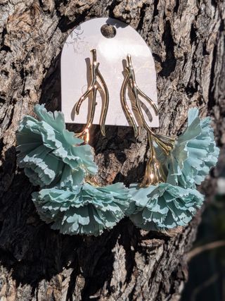 Pendientes flor verde agua flamenca · ligeros