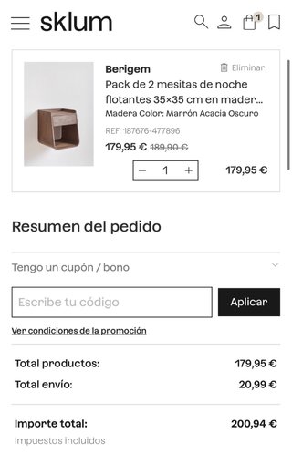 2 Mesitas de noche Sklum NUEVAS