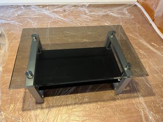 Mesa de centro cristal y metal