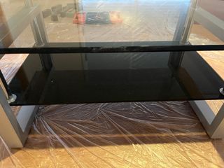 Mesa de centro cristal y metal