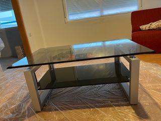 Mesa de centro cristal y metal