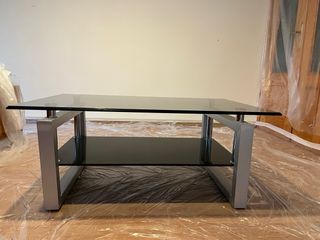 Mesa de centro cristal y metal