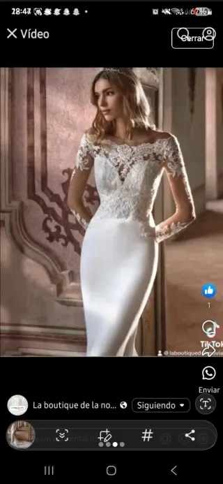 Vestido de Novia Blanco con Encaje