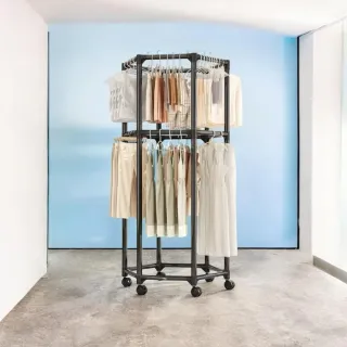 Perchero Hexagonal 2 Niveles Negro/Beige