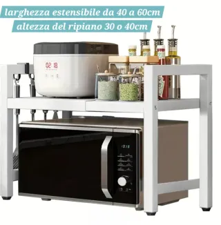 Scaffale Porta Microonde Organizer Cucina Bianco