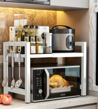 Scaffale Porta Microonde Organizer Cucina Bianco