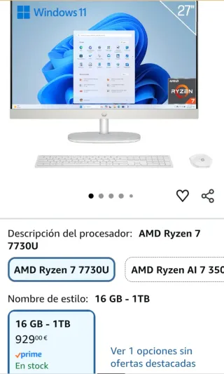 HP All in One 27-cr0005ss PC Blanco