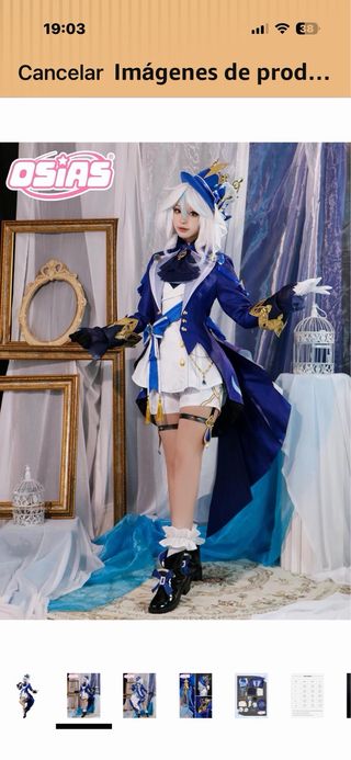 Disfraz azul y dorado talla S