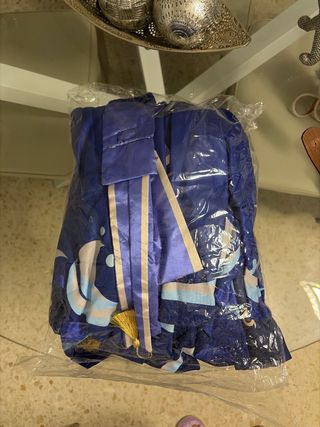 Disfraz azul y dorado talla S