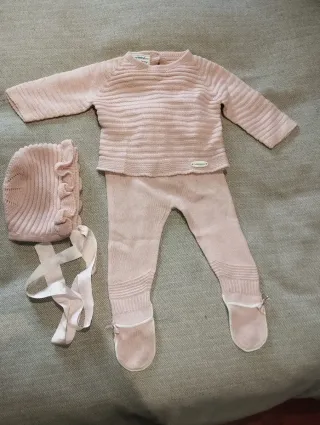 Conjunto bebé punto rosa 3 meses