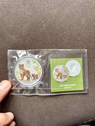 Moneda 1 Oz Plata Pura Año del Tigre 2022