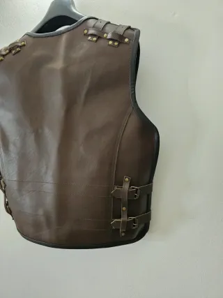 Gilet Moto Pelle Uomo Marrone Taglia L