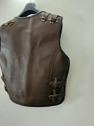 Gilet Moto Pelle Uomo Marrone Taglia L