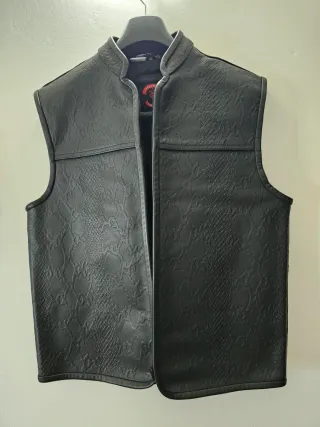 Gilet Biker Pelle Nero Serpente Custom