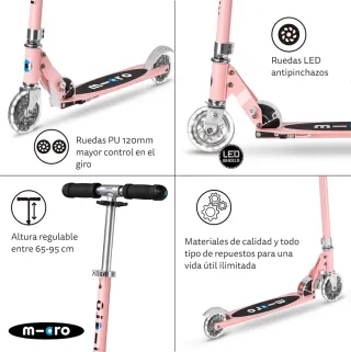 Patinete Micro Sprite LED Rosa