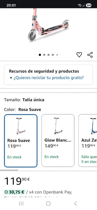 Patinete Micro Sprite LED Rosa