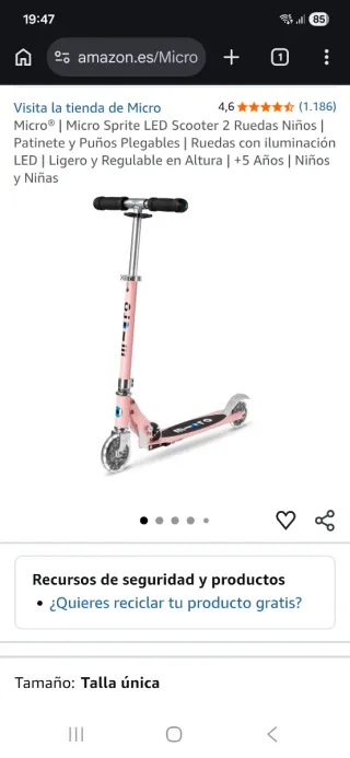 Patinete Micro Sprite LED Rosa