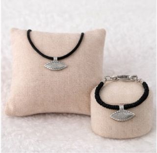 Conjunto collar y pulsera ojo turco baño de plata