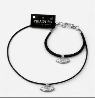 Conjunto collar y pulsera ojo turco baño de plata