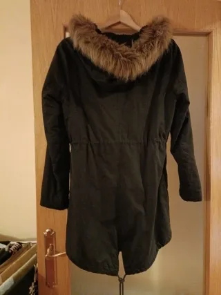 Chaqueta parka mujer negra/verde militar