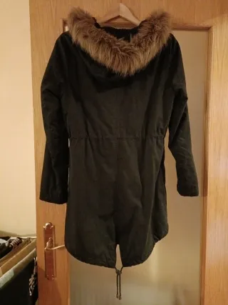 Chaqueta parka mujer negra/verde militar
