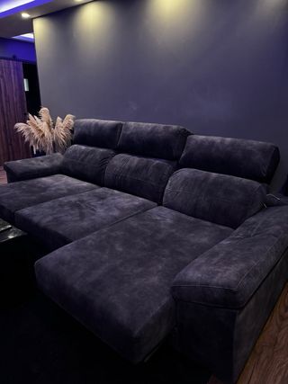 Sofá modular gris oscuro, terciopelo