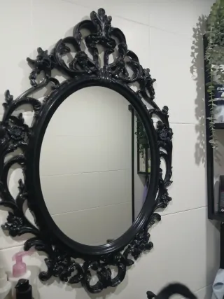 Espejo Ovalado Negro Decorativo