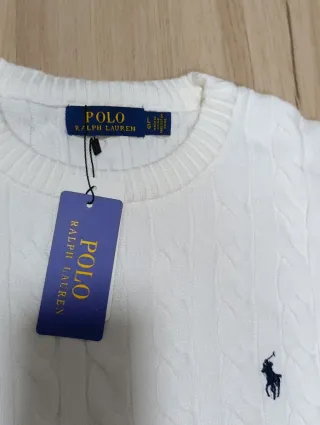 Jersey Polo Ralph Lauren punto trenzado blanco