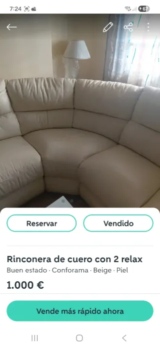 Rinconera de piel beige