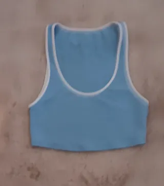 Camiseta tirantes azul y beige Talla XS