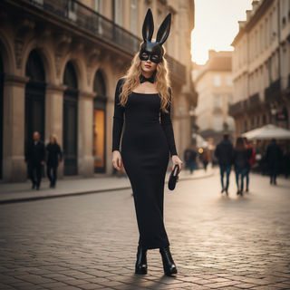 Disfraz Coneja Sexy Noche Vestido Negro Talla S-M