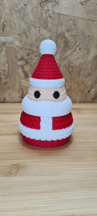 Babbo Natale uncinetto blu e bianco stampato in 3d