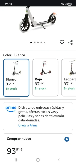 Patinete SereneLife Infinity Blanco – Plegable